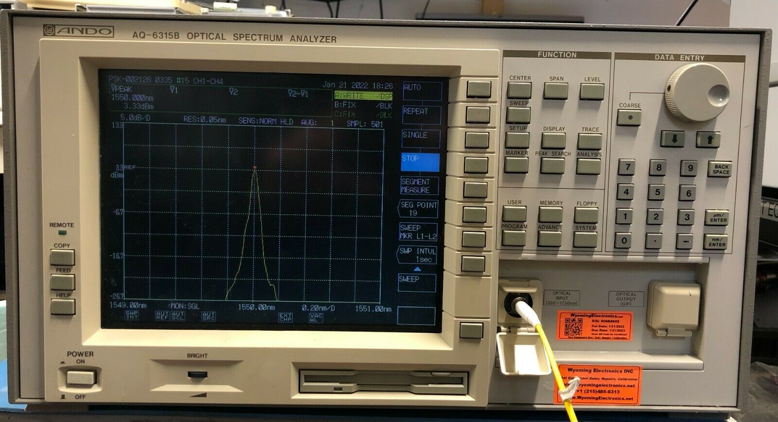 Ando AQ6315A Optical Spectrum Analyzer 350-1750nm **CALIBRATED**