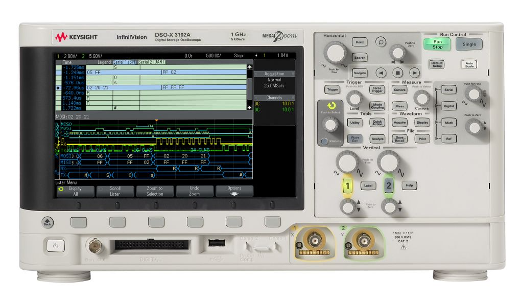 Agilent / Keysight DSOX3102A Oscilloscope: 1 GHz, 2 Analog Channels
