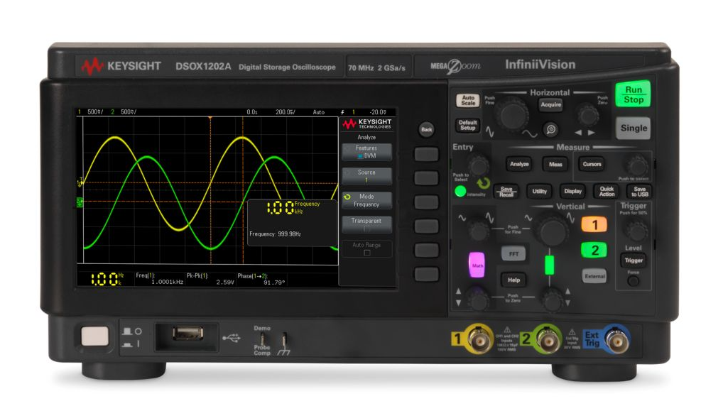 Agilent / Keysight DSOX1202A Oscilloscope: 70/100/200 MHz, 2 Analog Channels