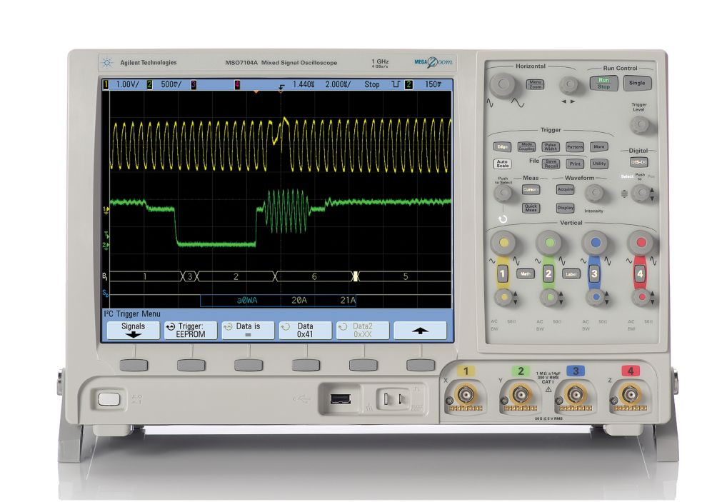 Agilent / Keysight DSO7104A Oscilloscope: 1 GHz, 4 analog channels