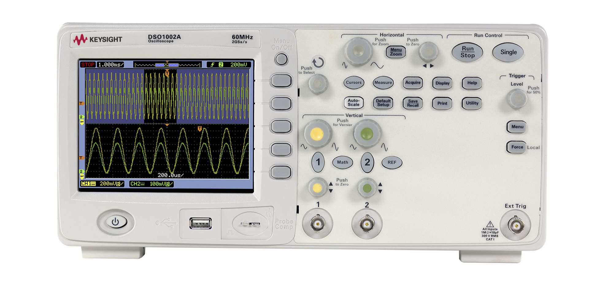 Agilent / Keysight DSO1002A Oscilloscope, 60 MHz, 2 Analog Channels