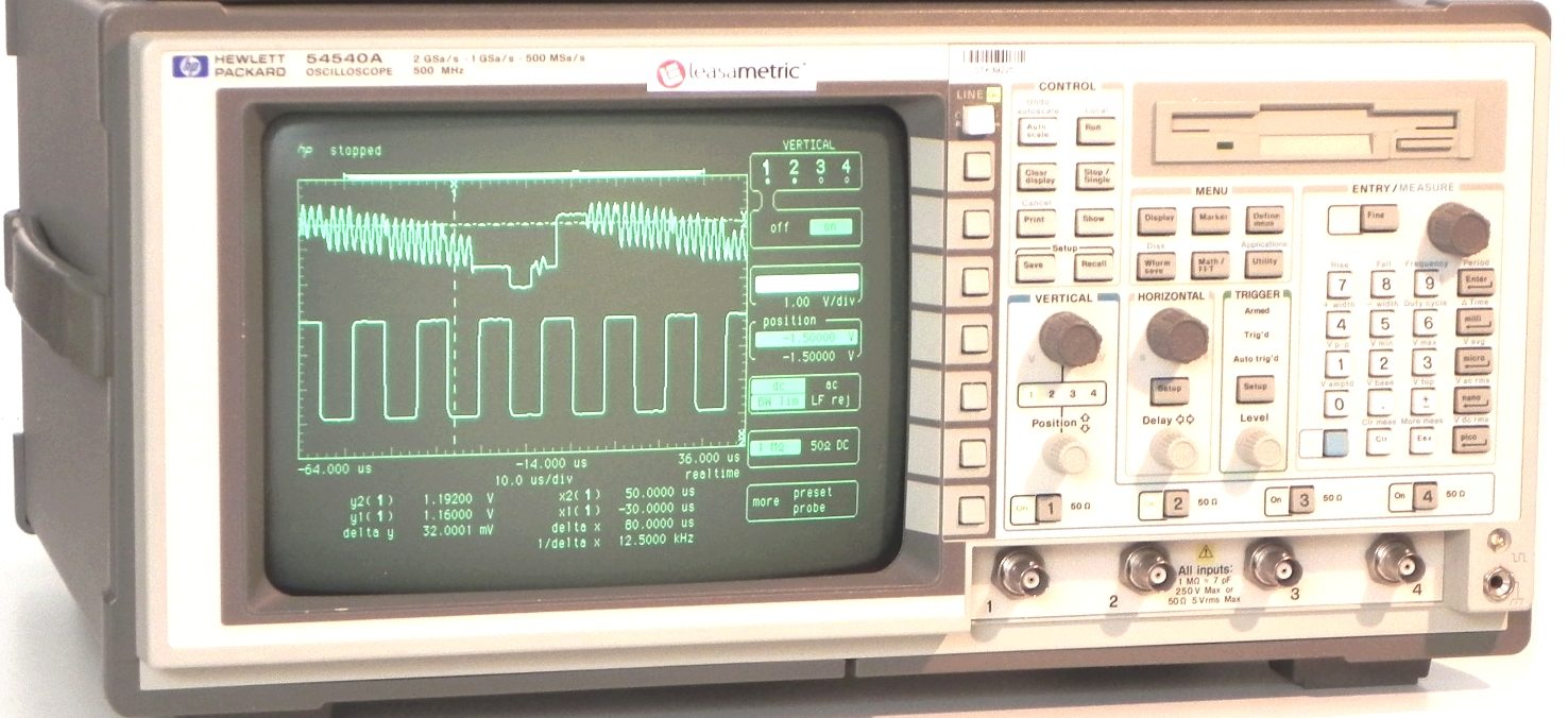 HP / Agilent 54520A 2 Channel, 1 GSa/s Monochrome Digitizing Oscilloscope -  Wyoming Electronics Inc