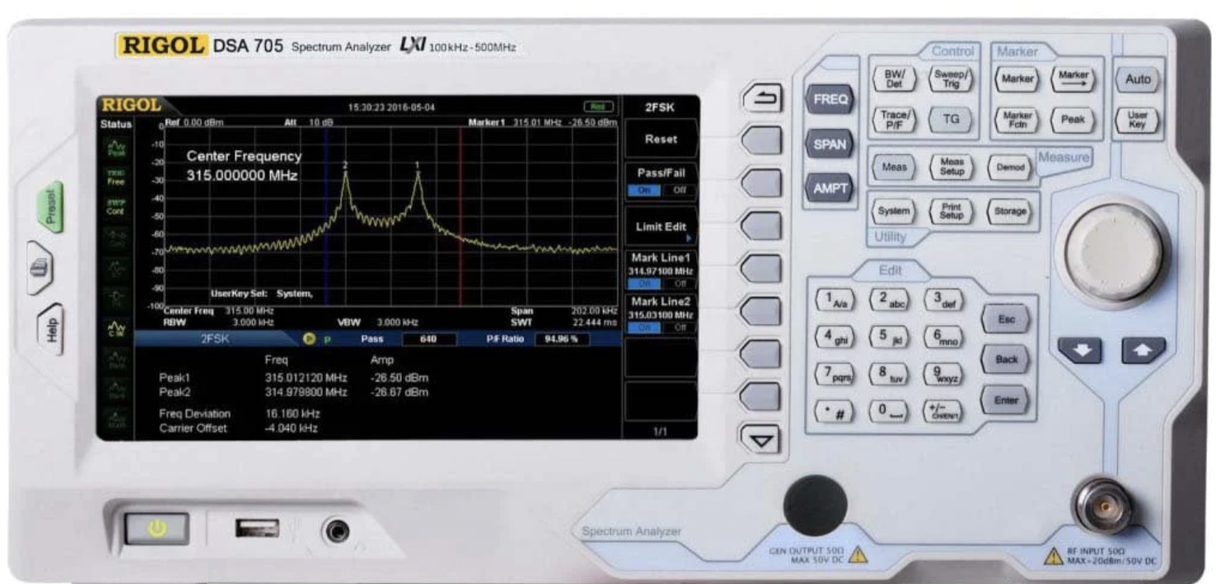 Rigol DSA705 – Spectrum Analyzer, 100kHz to 500MHz
