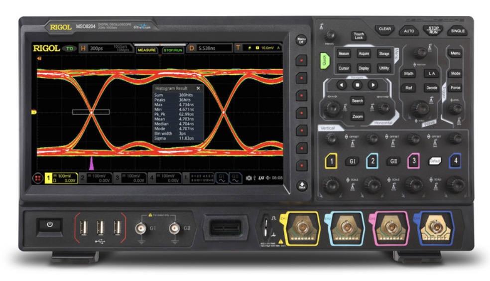 Rigol MSO8204 – Mixed Signal Oscilloscope 2 GHz, 4 + 16 Channel, 10 GS/s, 500 Mpts