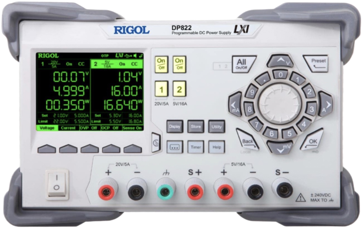 Rigol DP822 – Power Supplies up to 180W, 20V/5A, 5V/16A