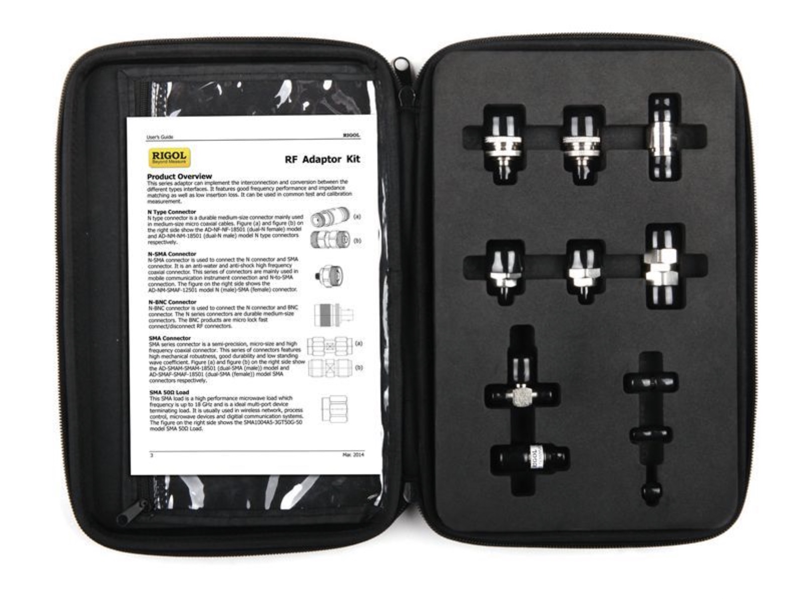 Rigol RF Adaptor Kit – RF Adaptor Kit, N(F)-N(F) Adaptor (1pc), N(M), N(M) Adaptor (1pc), N(M)-SMA(F) Adaptor (2pcs), N(M) BNC(F) Adaptor (2pcs)
