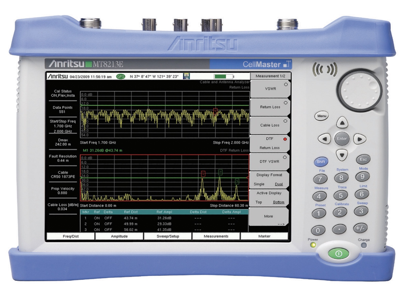 Anritsu MT8213E Cell Master Antenna Analyzer With Spectrum Analyzer And Power Meter, 2-Port Cable, 6 GHz