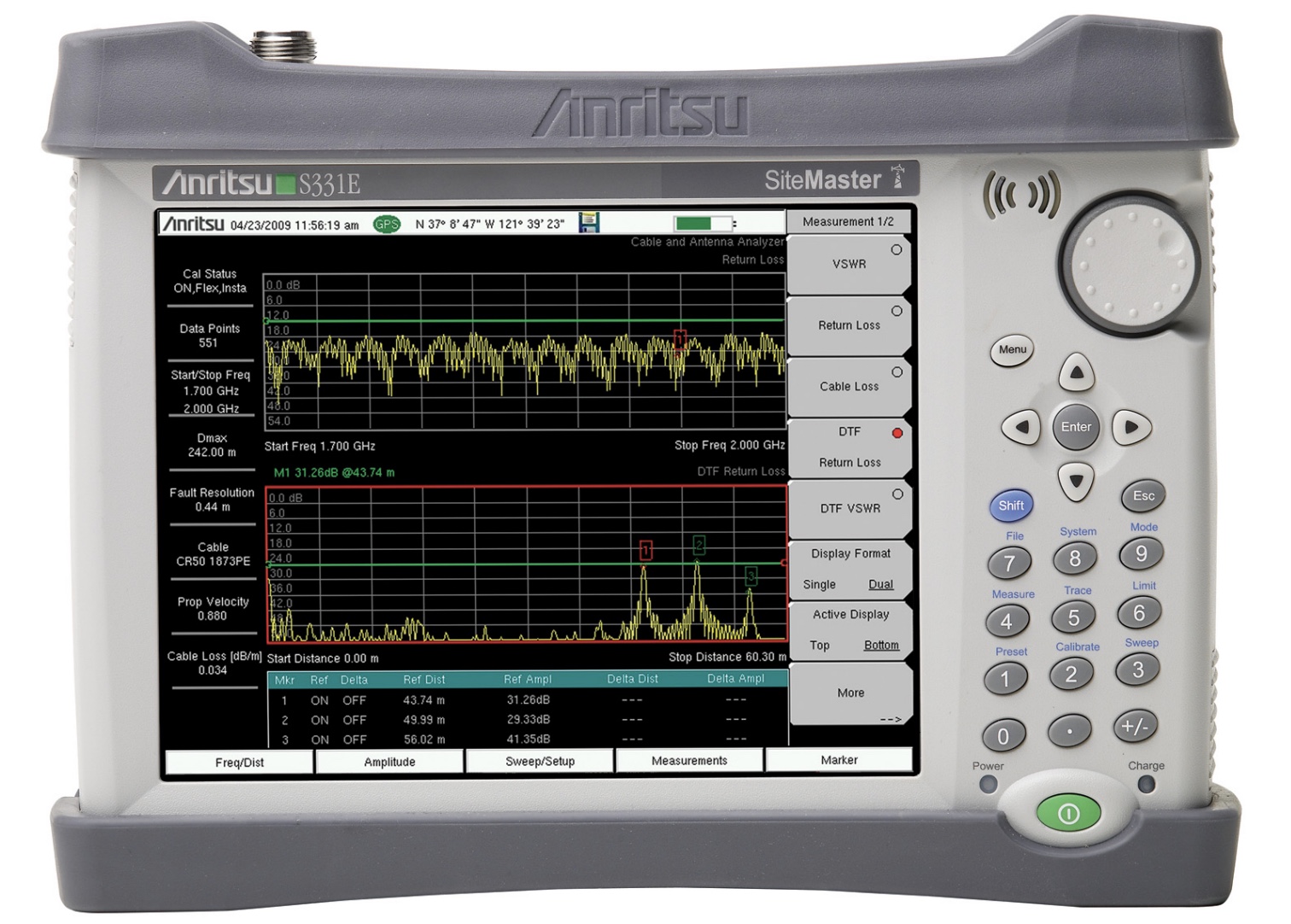 Anritsu S331E Site Master Handheld Cable and Antenna Analyzer; 2 MHz to 4 GHz
