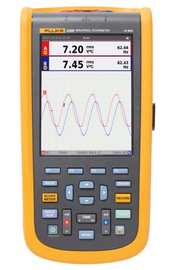 Fluke 125B Industrial ScopeMeter Hand-Held Oscilloscope with AC clamp, 40 MHz