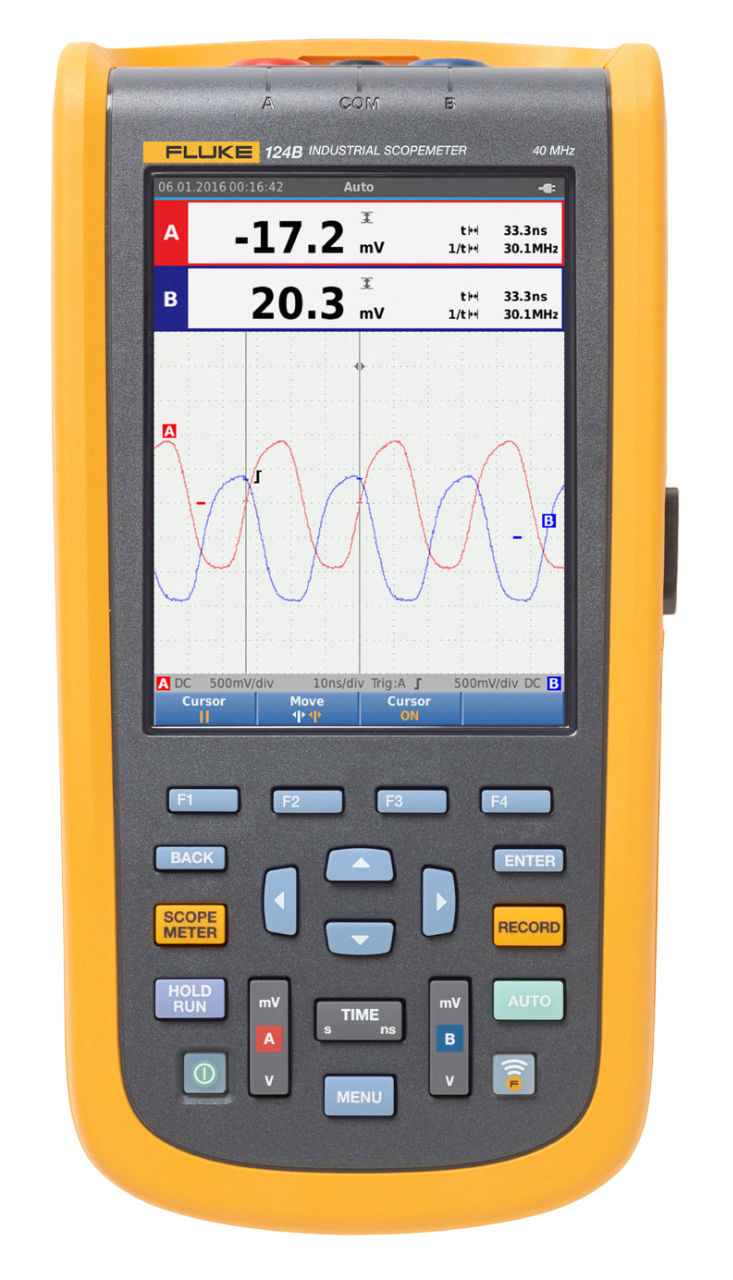 Fluke 124B/S Industrial ScopeMeter Hand-Held Oscilloscope with Fluke View software, 40 MHz