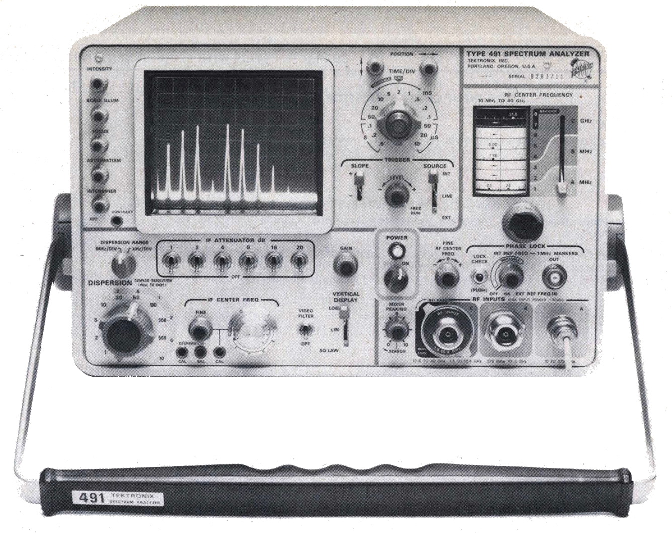 Tektronix 491 Spectrum Analyzer, 10MHz to 12.4GHz