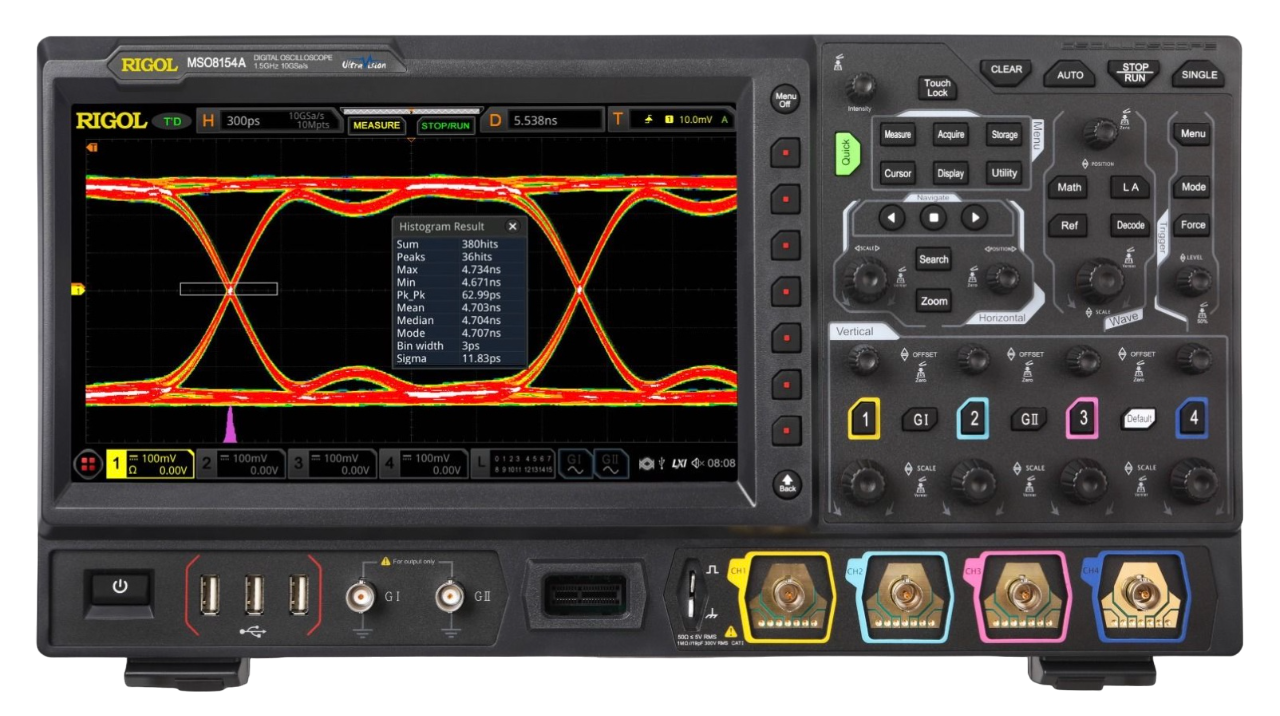 Rigol MSO8154A - Mixed Signal Oscilloscope, 1.5 GHz bandwidth, 4 Analog channels, 16 Digital channels