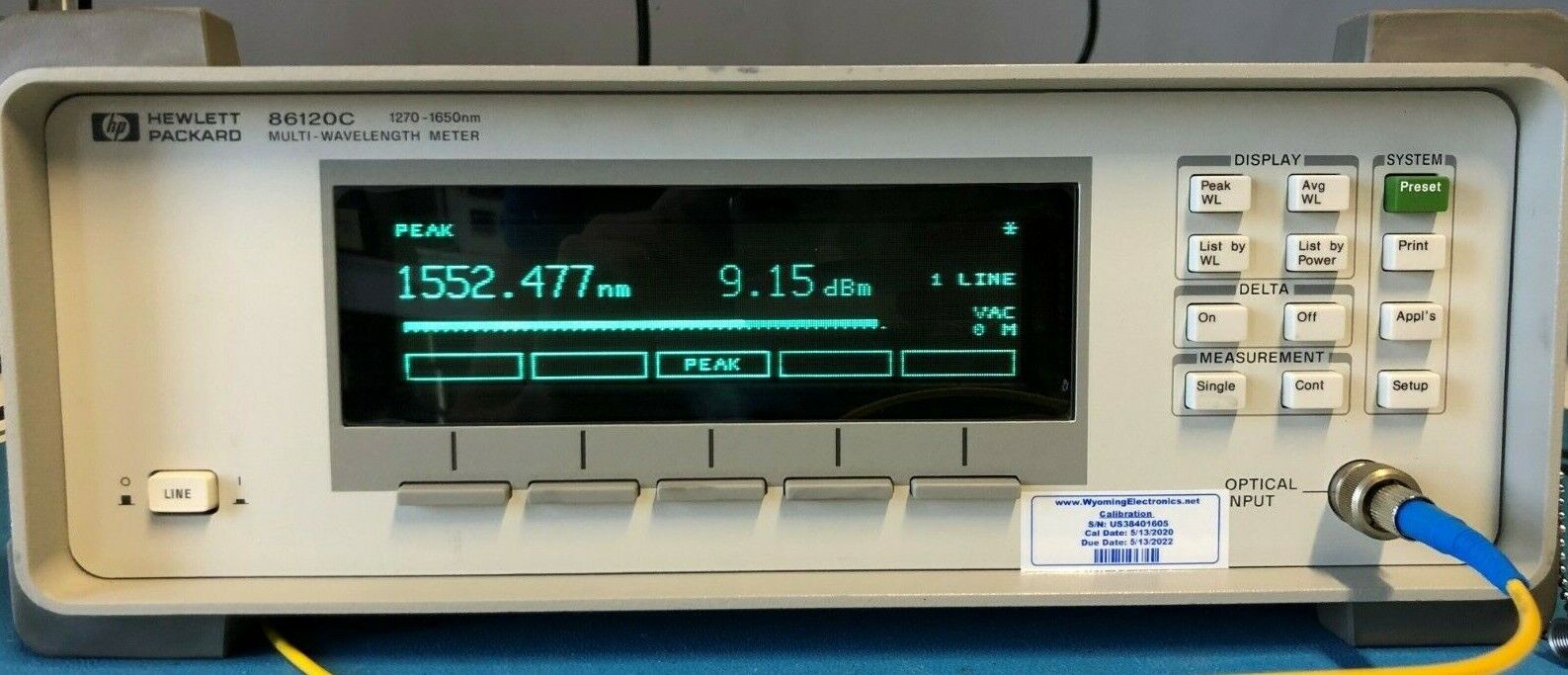 Agilent / Hp 86120C Multi-Wavelength Meter, 1270 nm to 1650 nm **CALIBRATED**