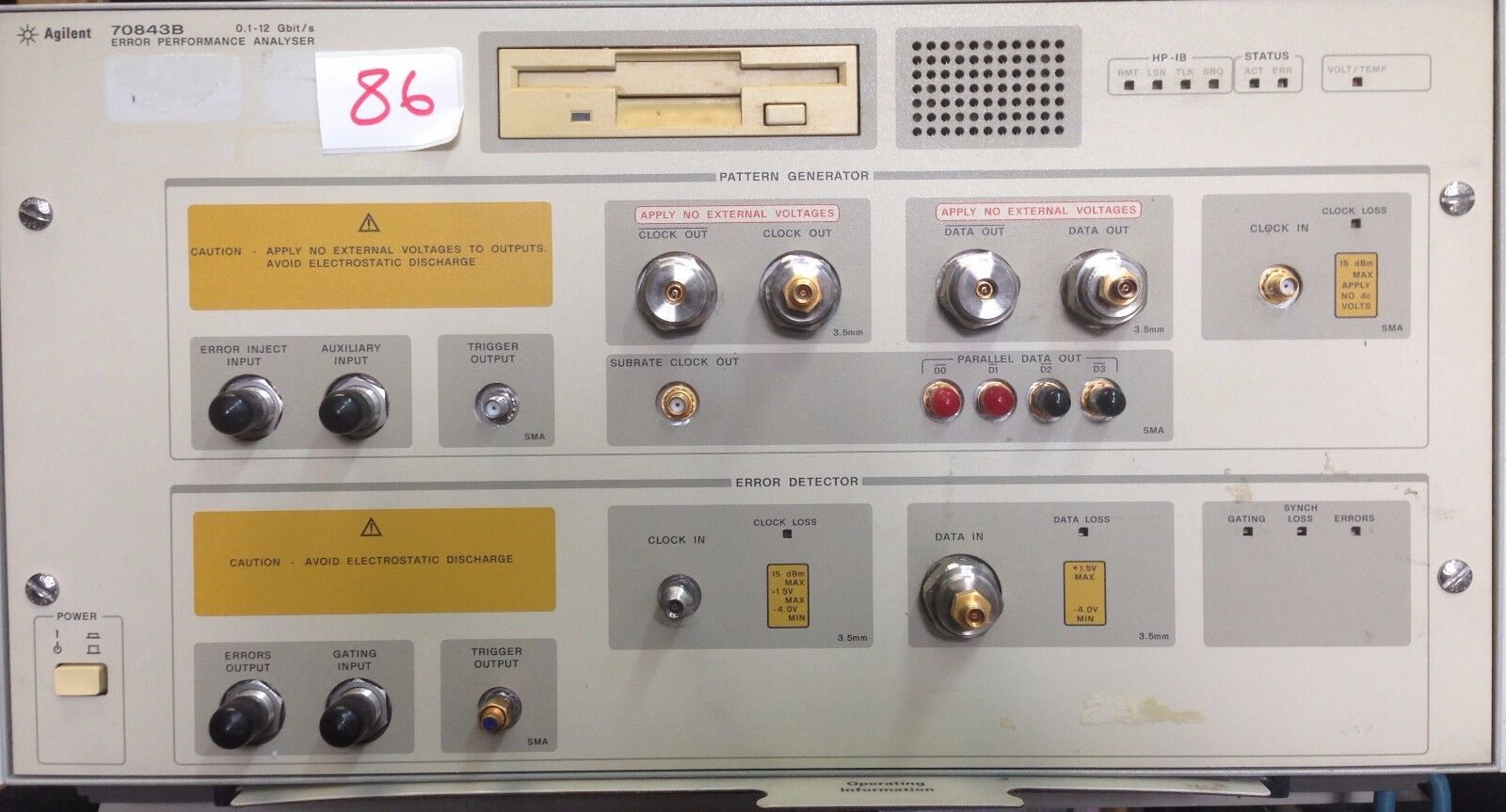 Agilent / HP 70843B  0.1 to 12 Gbit/s Error Performance Analyzer w/Opt. UHF