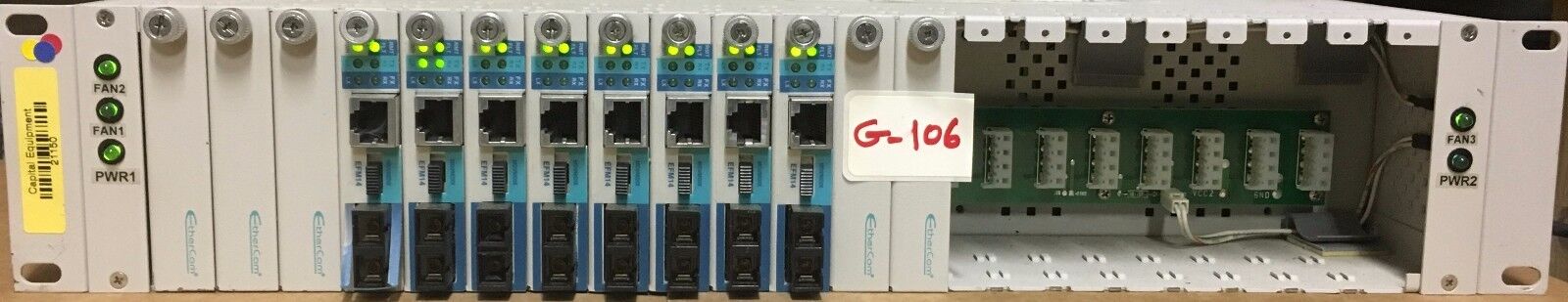 ETHERCOM RACK MOUNT 21 SLOT CHASSIS w/8 EFM14 Cards