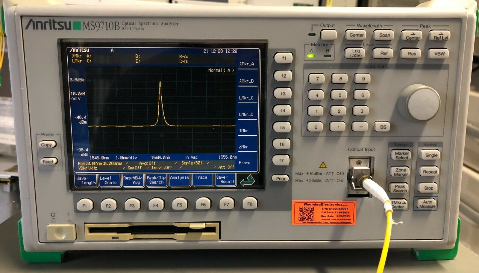 Anritsu MS9710B w/ option 03 Optical Spectrum Analyzer **CALIBRATED**