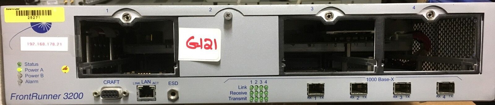 Jedai Networks FrontRunner 3200 Model FR-SHF-2  4 Port 1000 Base-X