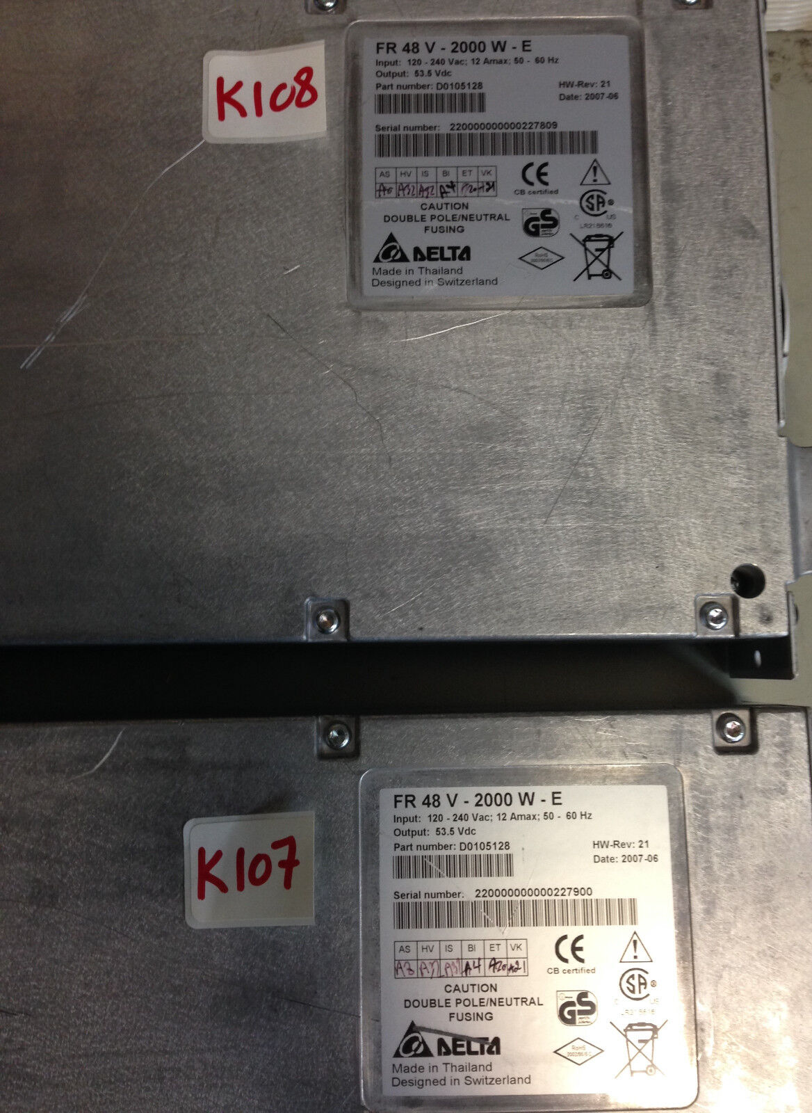 Delta FR 48V-2000W-E PART#D015128 POWE SUPPLY  As Is for Parts