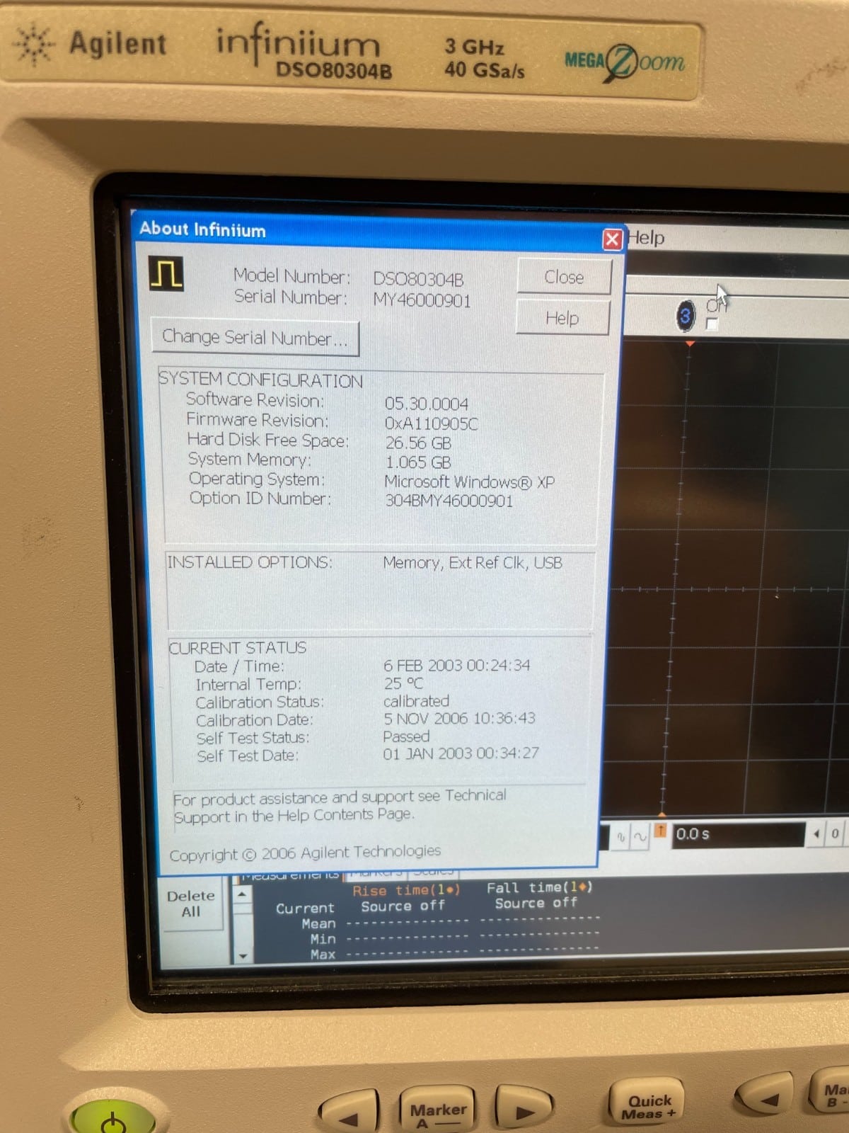 Agilent DSO80304B Digital Signal Oscilloscope 3 GHz 40GS/s W/ opt 001 + probes Agilent DSO80304B Digital Signal Oscilloscope 3 GHz 40GS/s W/ opt 001 + probes - Image 2