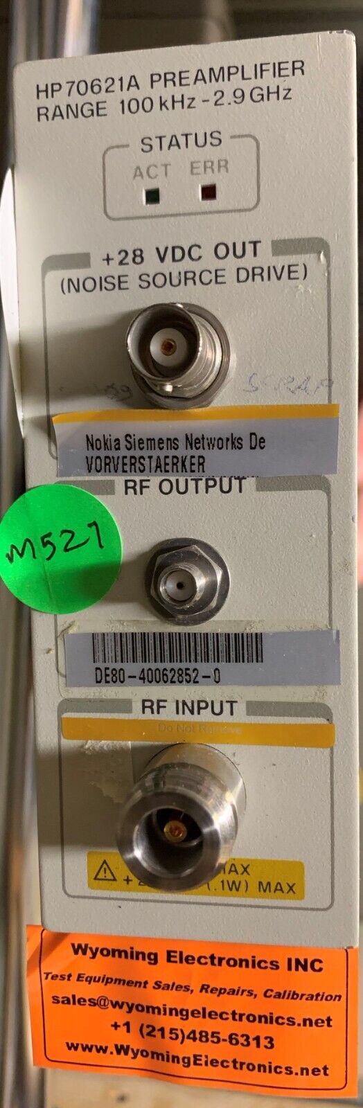 HP-Agilent-Keysight 70621A Preamplifier, 100 kHz to 2.9 GHz
